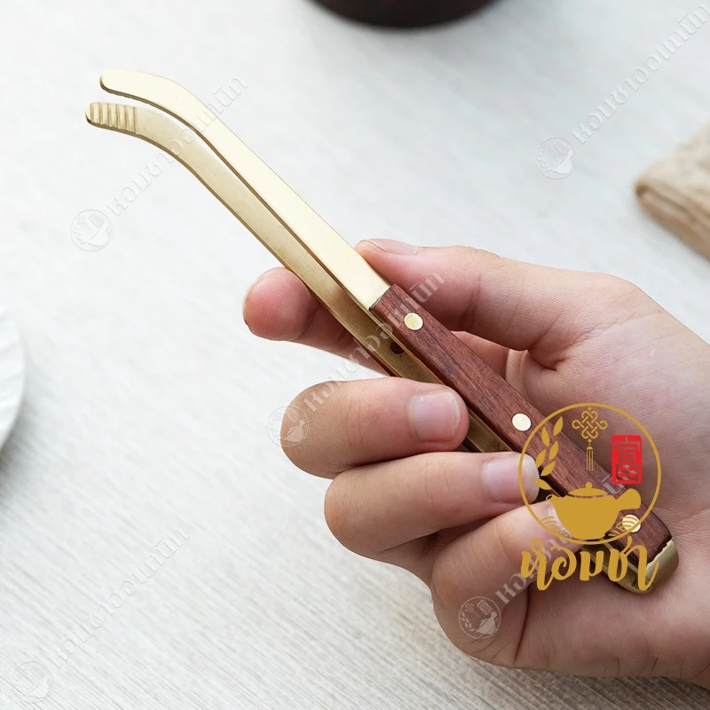 ที่คีบทองเหลือง ที่คีบชา ที่คีบถ้วยชา สวย หรู ดูดี มีสไตล์ Copper Tea Clip Ebony Handle Household Tea Leaf