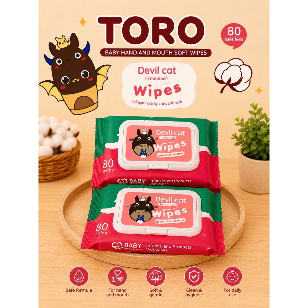 กระดาษทิชชู่เปียกคละสี Baby Wipes 2 ห่อ 1ห่อ40แผ่น ทิชชู่เปียกทำความสะอาด ขนาดเล็กพกพา