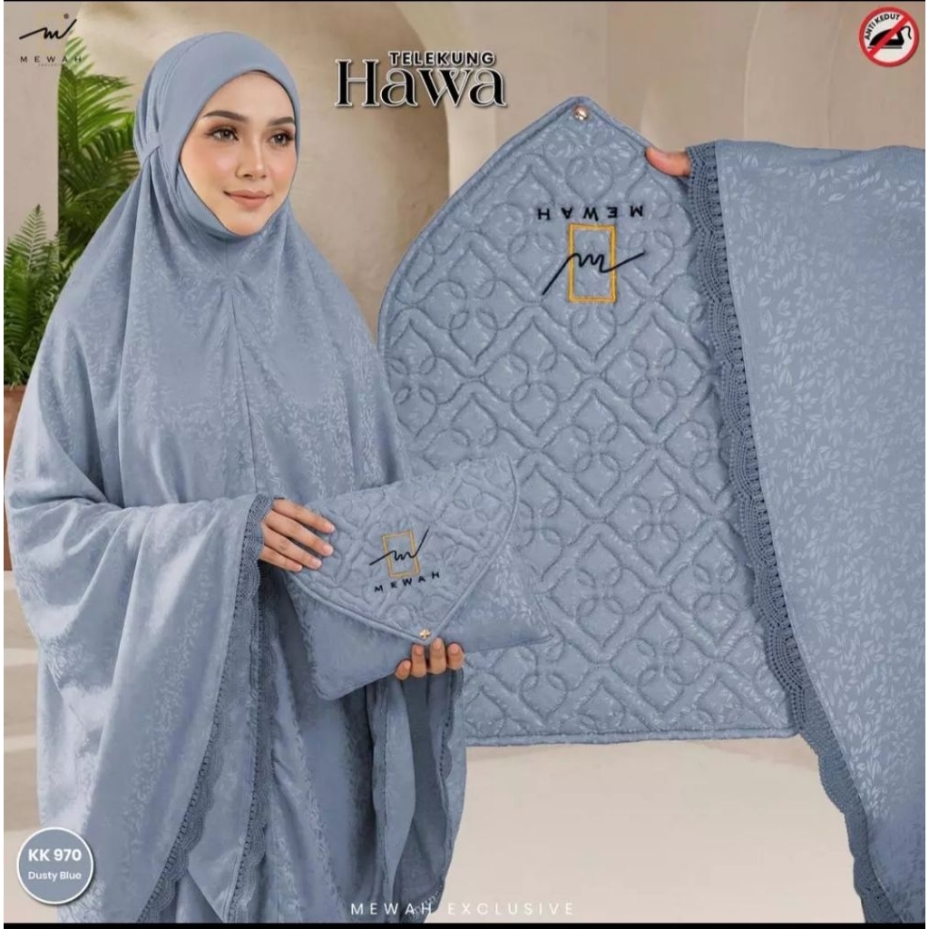 ชุดละหมาด TELEKUNG HAWA แบรนด์ MEWAH EXCLUSIVE ผ้าละหมาดตะละกง  ลายปักละเอียด เหมาะสำหรับการสวมใส่ในชีวิตประจำวัน