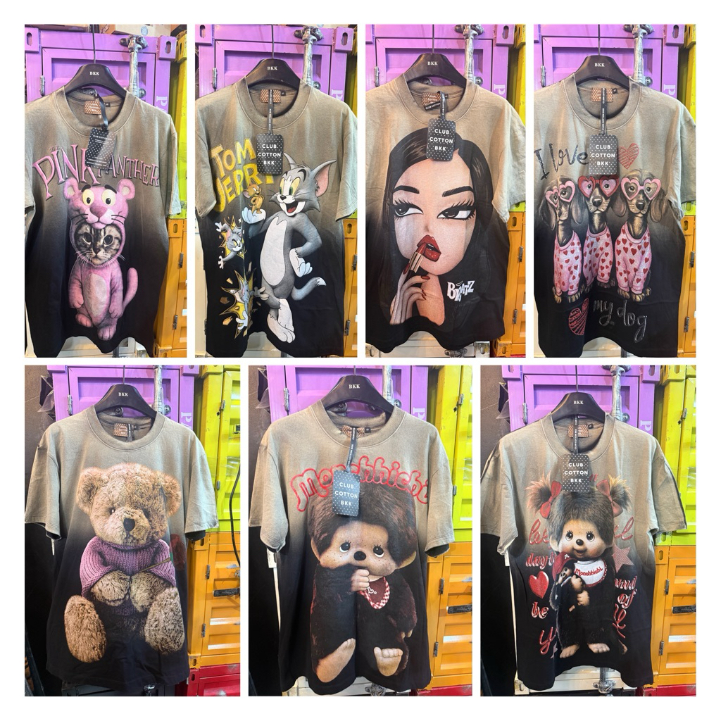 BKK036 ทูโทนพ่นบน อก42-44ย27 เสื้อยืดฟอกนุ่มนิ่ม