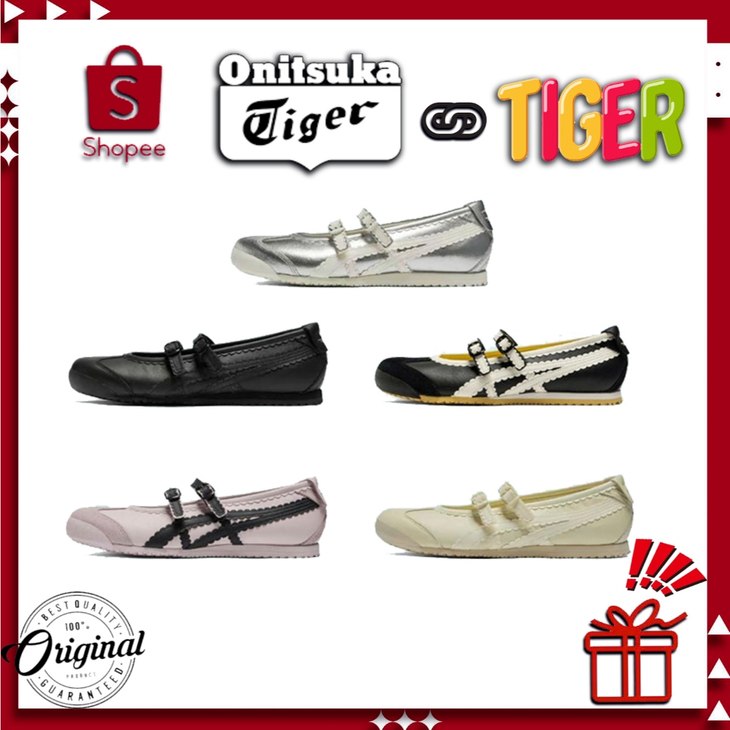 （ของแท้ 100%）𝐎𝐧𝐢𝐭𝐬𝐮𝐤𝐚 𝐓𝐢𝐠𝐞𝐫 MEXICO 66 TGRS Ballet Silver/Black/Beige รองเท้าผู้หญิง