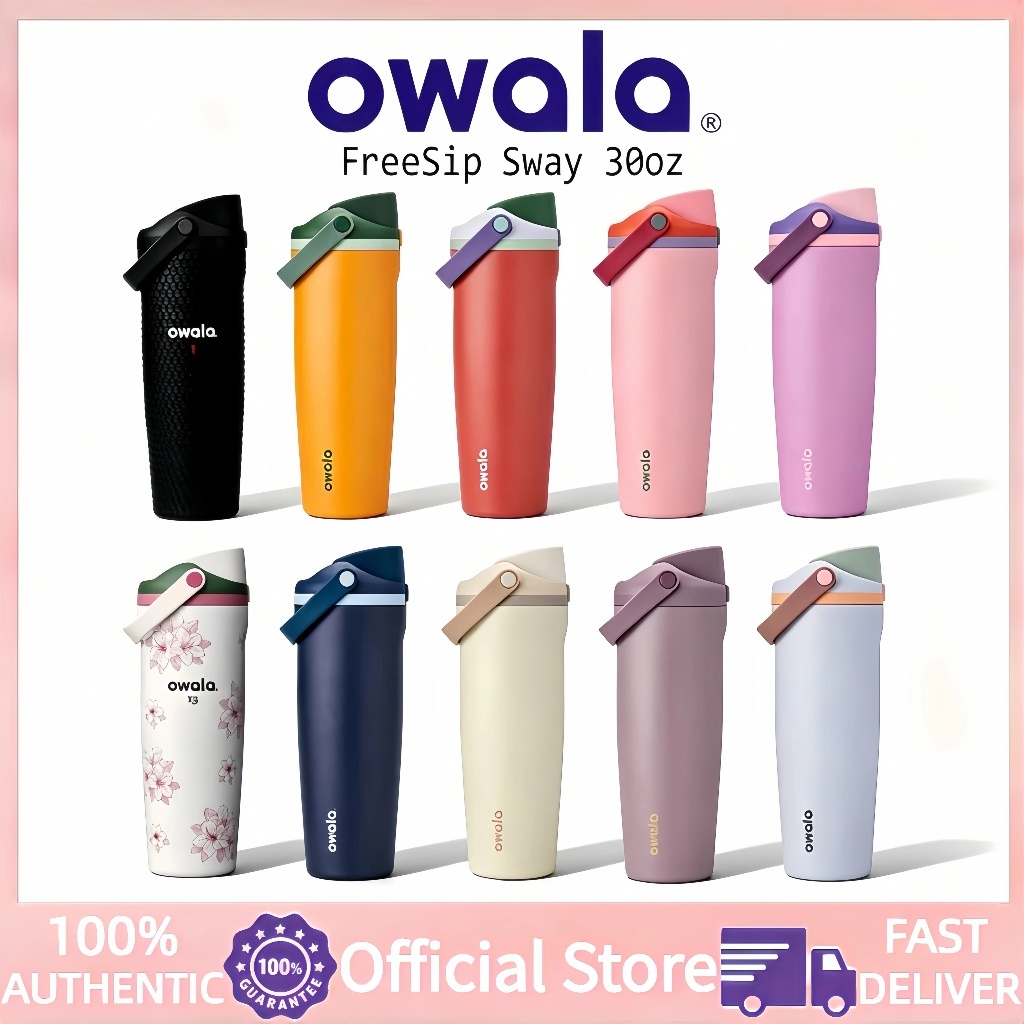 [100% ของแท้] Owala FreeSip Sway 30oz (887ml) สแตนเลส 304 หุ้มฉนวน เก็บร้อน-เก็บเย็น กันรั่วซึม ปราศจาก BPA (COD)
