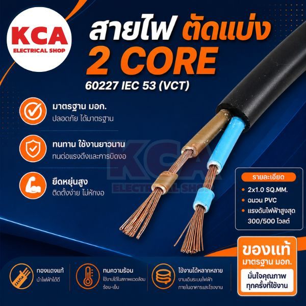 สาย VCT IEC53 ขายแบ่งเมตร เบอร์ 2x1 / 2x1.5 / 2x2.5 / 2x4 / 2x6