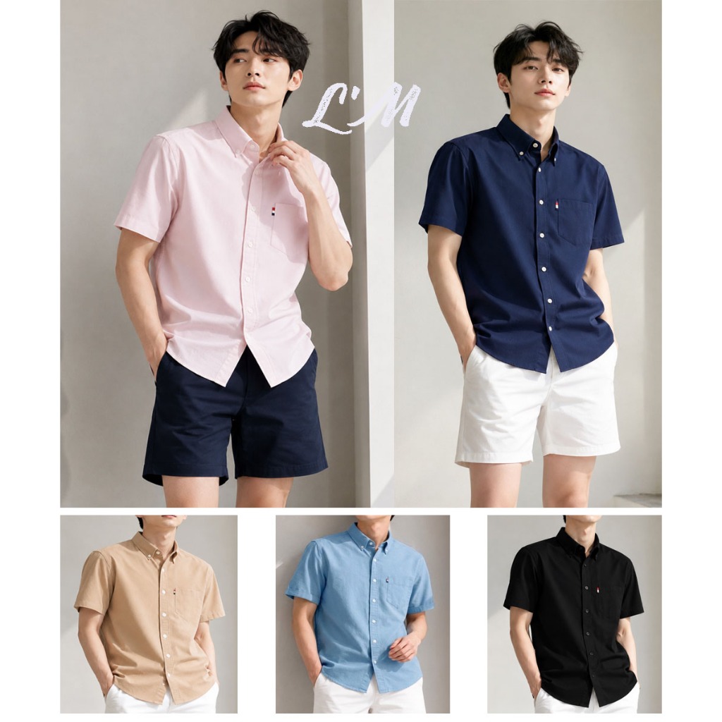 L'm men's style เสื้อเชิ้ต ริบบิ้นกระเป๋า ผ้าPREMIUM COTTON