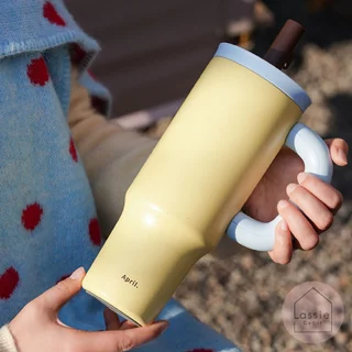 🥤Homey Earth Tone แก้วเก็บความเย็น 1,150ml SUS316 มีที่กรองชา มีหูจับ สีพาสเทลมินิมอล✨