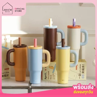 🥤Homey Earth Tone แก้วเก็บความเย็น 1,150ml SUS316 มีที่กรองชา มีหูจับ สีพาสเทลมินิมอล✨