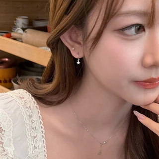 [ได้รับการรับรองเงินแท้] Suwann.na [ราคาต่อคู่] ต่างหู ต่างหูเงินแท้ ต่างหูห่วง ห่วงดาว