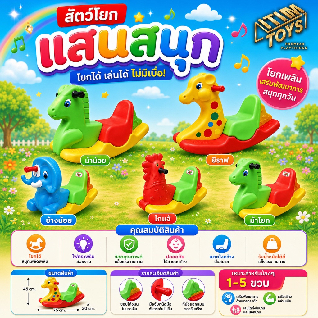 🔥HOT🔥itimtoys โยกเยกสำหรับเด็ก สัตว์โยกเยก โยกเยก โยกเยกเด็ก สีสันสดใส