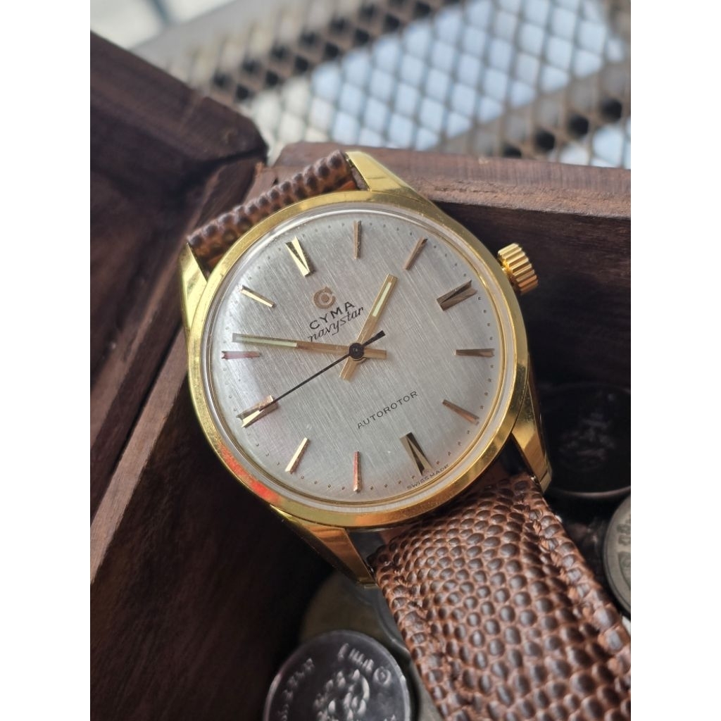 🔥 Vintage Swiss CYMA Navystar Automatic – 36mm | Autorotor | Classic Dress 🔥20 Micron Gold