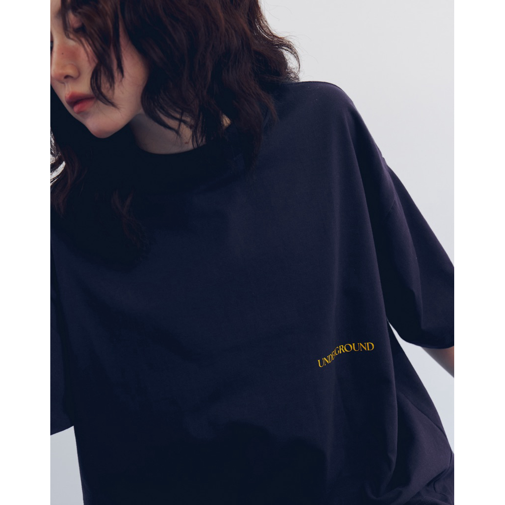 UNDERGROUND | Origin Boxy Tee (Navy-Yellow) – เสื้อยืดโอเวอร์ไซส์ Unisex