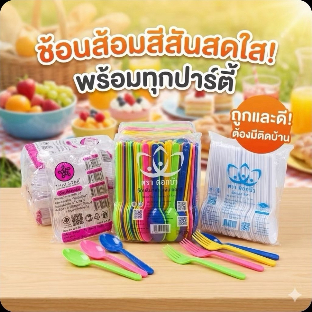 JT ตราดอกบัว ช้อนไอศกรีม จำนวน 500 ชิ้น.×10.(ยกห่อ).♻️