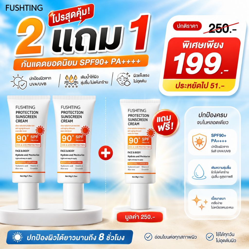 กันแดดSADOER SUNSCREEN CREAM กันแดดนาน8ชั่วโมง 50g