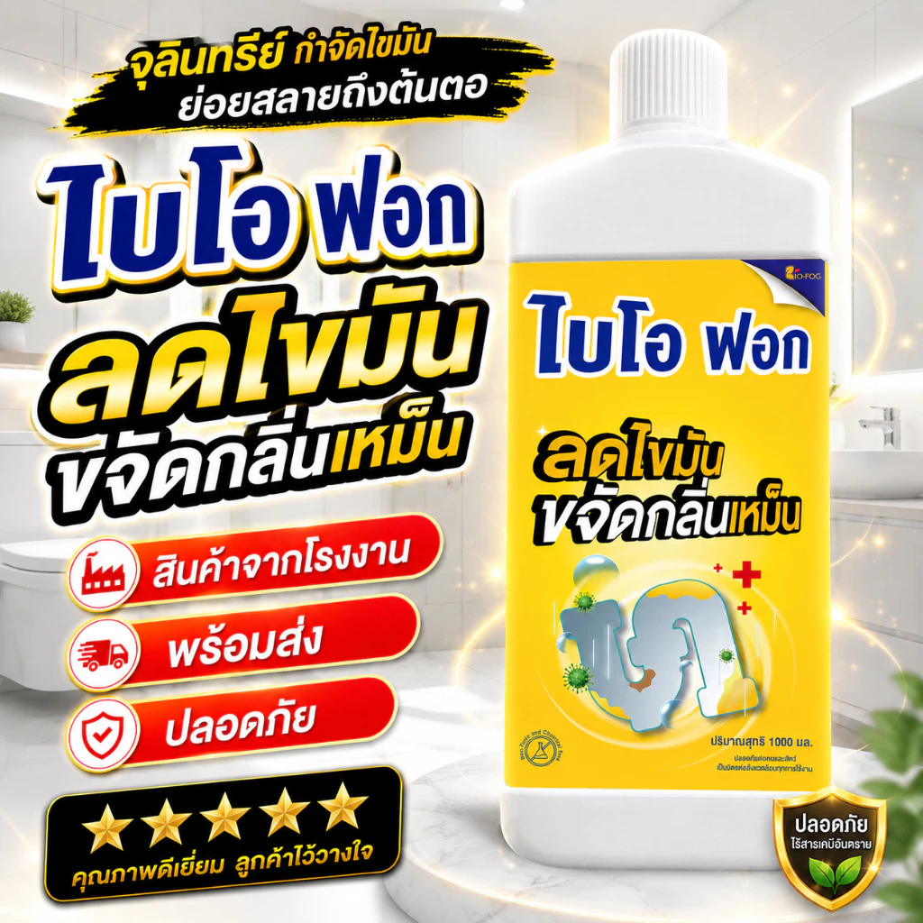 จุลินทรีย์ย่อยไขมัน อ่างล้างจาน–บ่อดักไขมัน ดับกลิ่นเหม็น ไบโอฟอก BioFog 1000ml ขวดใหญ่