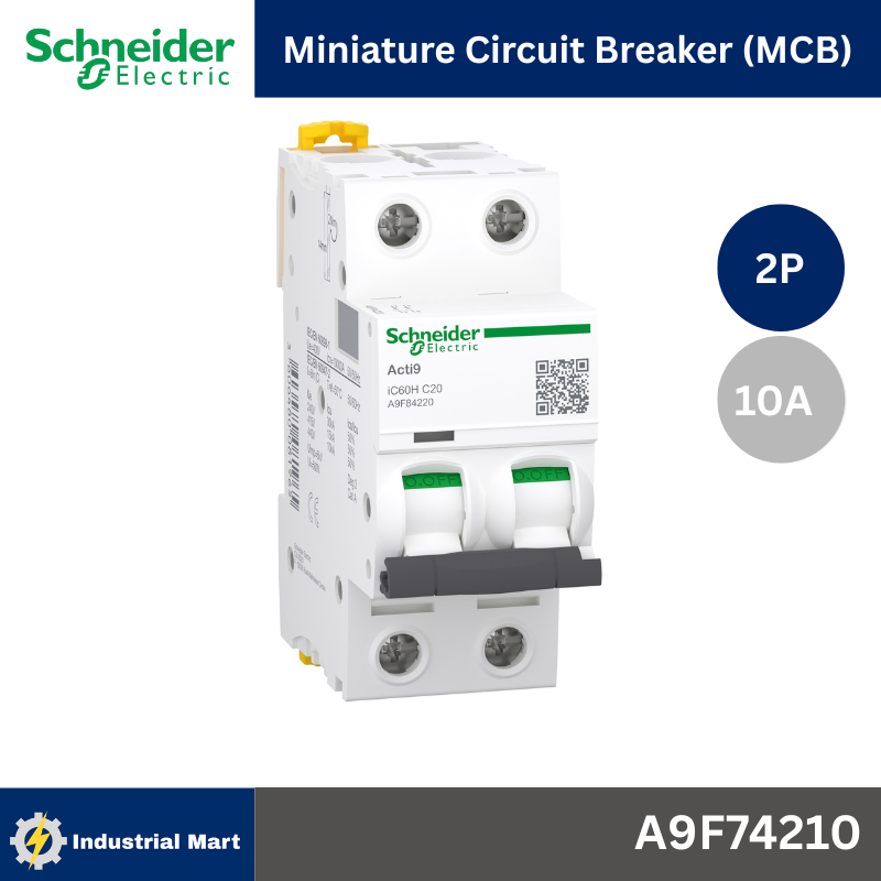 Schneider A9F74210 MCBActi9 iC60N C-Curve,400VAC,2P 10A 10kA
