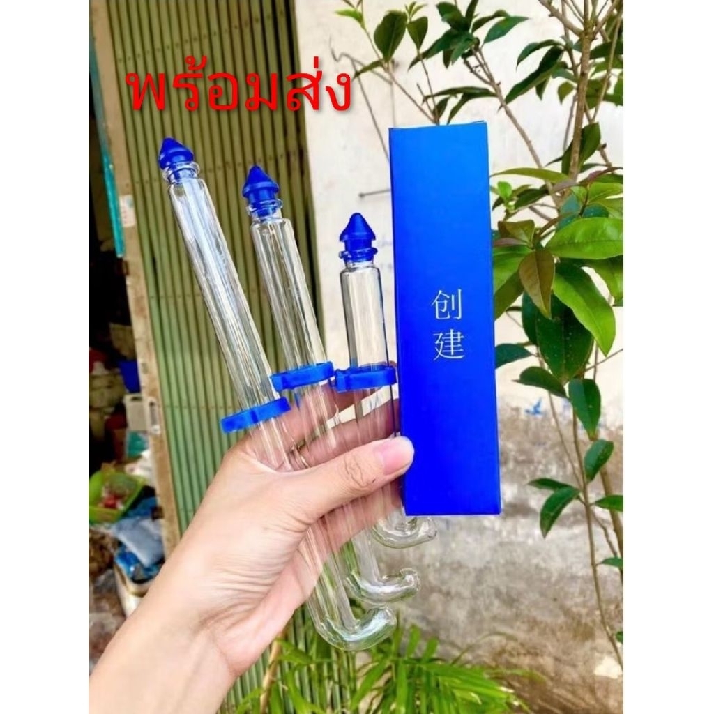 หลอดให้น้ำนก สำหรับนกกรงหัวจุก ทำมาจากแก้ว สไตล์จีน  1ชิ้น