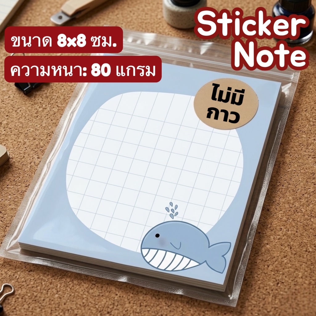 กระดาษโน๊ต 30แผ่น ไม่มีกาว 8*8ซม. หนา80แกรม จดบันทึก