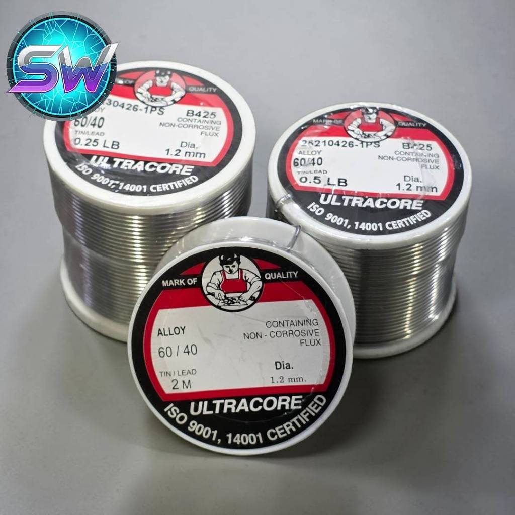 ตะกั่วบัดกรี Ultracore (อุลตราคอร์)ยาว2m ของแท้ 100% – เกรดพรีเมียมสำหรับงานอิเล็กทรอนิกส์