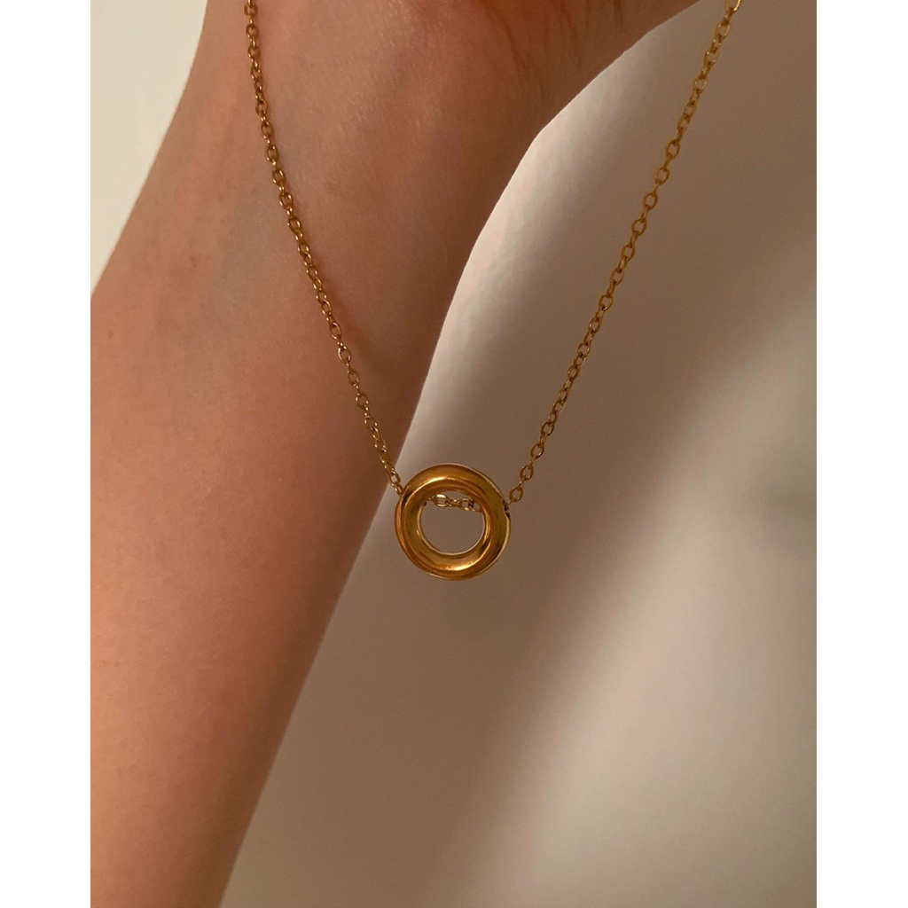 สร้อยสเตนเลสnickle free, water proof กันน้ำกันเหงื่อ HER OBJECTIVE_HER CLASSIC BOLD CIRCLE NECKLACE