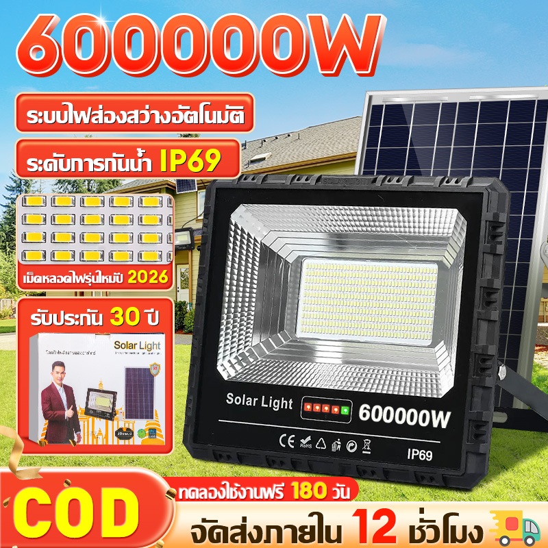 💥ซื้อ1แถม1💥ไฟโซล่าเซลล์ สปอร์ตไลท์ led Solar light IP67 กันน้ำและป้องกันฟ้าผ่ 10000W โซล่าเซลล์ ไฟโซล่าเซลล์ในบ้าน