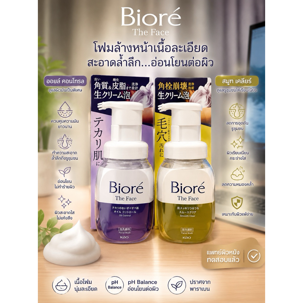 Biore The face โฟมล้างหน้า นำเข้าจากญี่ปุ่น