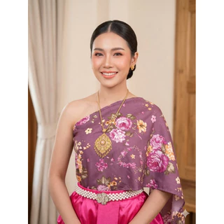สไบลายดอก เย็บสำเร็จเกาะอก ยางยืด ฟรีไซส์ อก 32-42