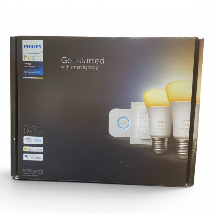 Philips Hue White Ambiance Starter Kit7W A60 E27 800 พร้อม Hue Bridge และ Hue Dimmer Switch  ฟิลิปส์