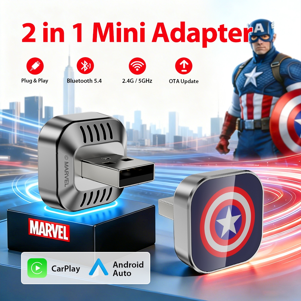 XUDAอะแดปเตอร์ CarPlay รุ่นลิมิเต็ดเอดิชั่น กัปตันอเมริกา | เสียบแล้วใช้งานได้เลย | ไม่มีอาการหน่วง