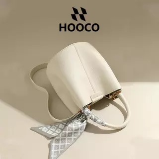 HOOCO ถังบักเก็ต กระเป๋าแฟชั่นผู้หญิง กระเป๋าสะพายข้าง กระเป๋าใช้งานได้จริง หนังนุ่มคุณภาพดี