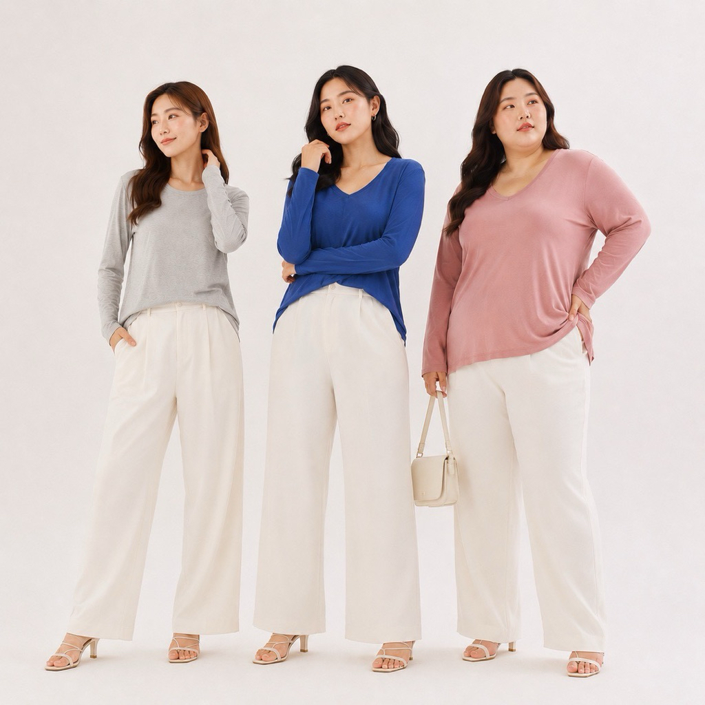 พร้อมส่ง เสื้อคอVแขนยาว ผ้าเรย่อนนิ่มใส่สบายผ้าเย็นและยืดหยุ่นได้ดี ผู้หญิง