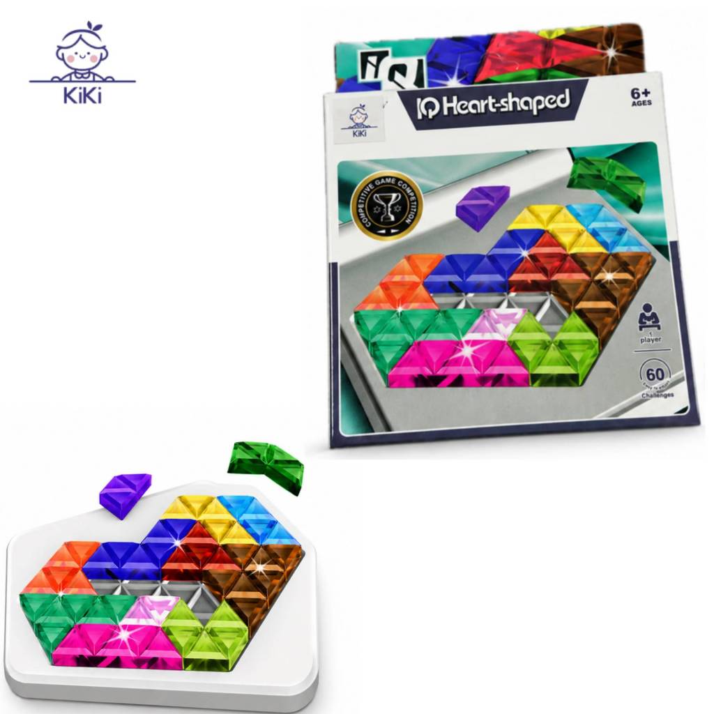 KiKi IQ Heart-shaped เกมปริศนาเสริมทักษะ รูปหัวใจ ของเล่นฝึกสมอง 60 ด่าน สีสันคริสตัล สำหรับเด็กและผ