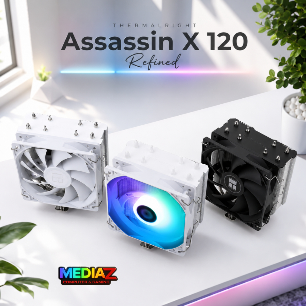 ส่งทันที Thermalright ซิ้งพัดลม 120มม. สีขาว ดำ เทา Assassin X Refined 120 Intel AMD MediaZcom