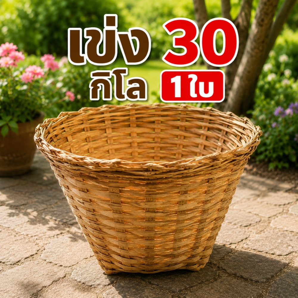 เข่งปลูกต้นไม้ เข่ง30กิโล ขนาด 42*34*20 ซม. เข่งไม้ไผ่ เข่งสานไม้ไผ่ (เข่ง30โล5ใบ)