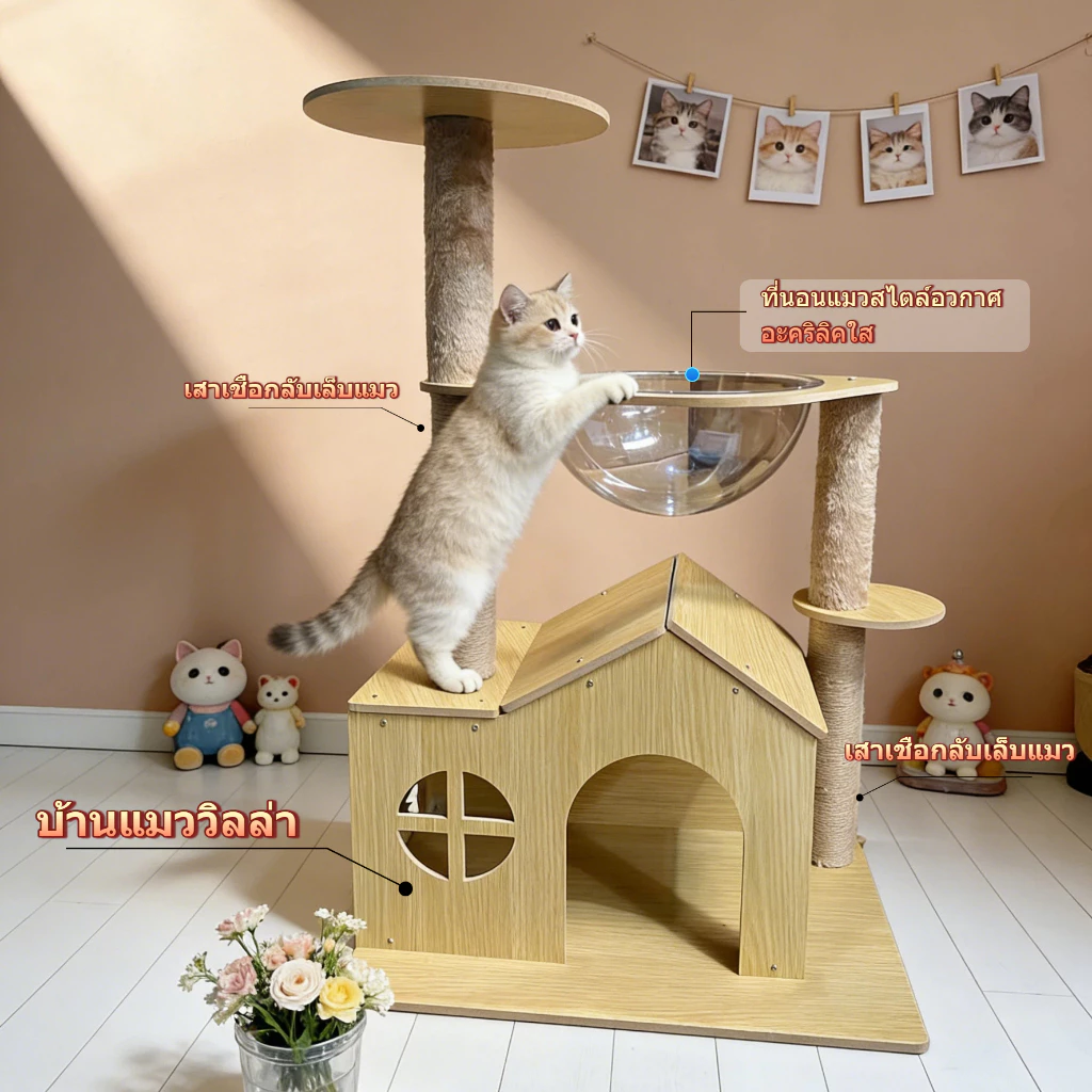 Coco.Petสินค้าพร้อมส่ง คอนโดแมว คอนโดแมวสุดน่ารัก มีหลายขนาดให้เลือก คอนโดไม้ ที่เล่นน้องแมว บ้านแมว ช่วยให้แมวผ่อนคลาย thumbnail 3