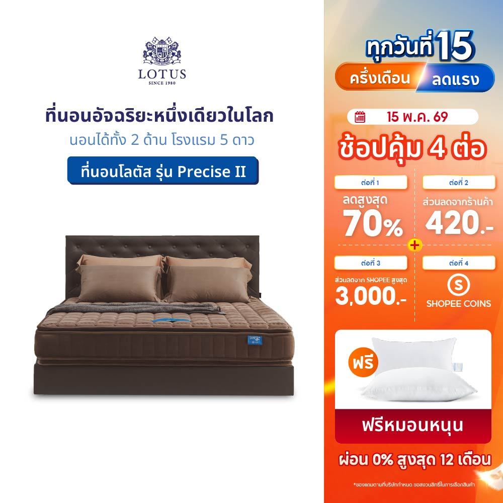 [ ขายดี ] LOTUS ที่นอนสปริงอัจฉริยะ รุ่น Precise II (Brown) หนา 11 นิ้ว สเปคนุ่มแน่น ส่งฟรี