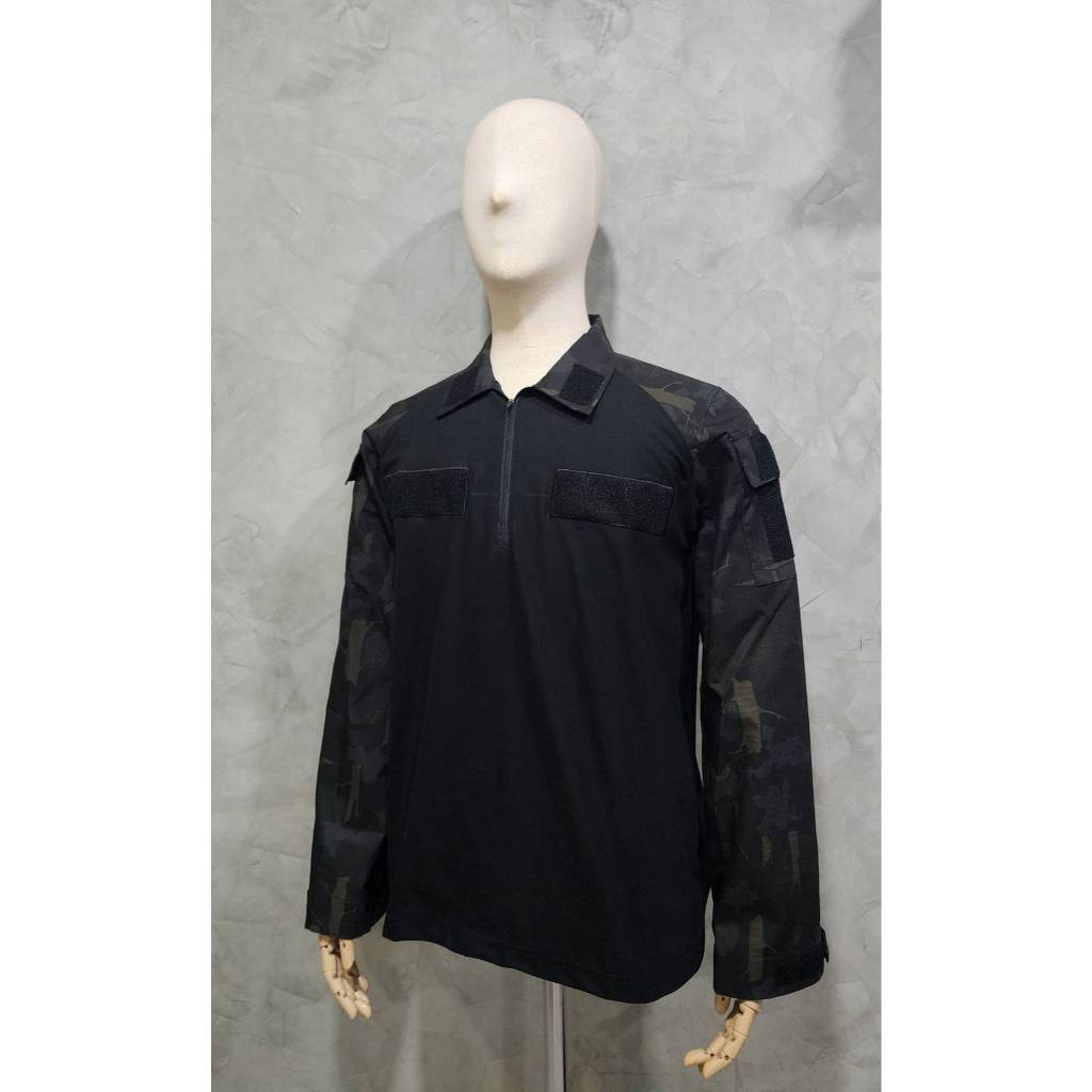เสื้อฟาติก แขนยาวลายพรางดำ(อุทยาน)