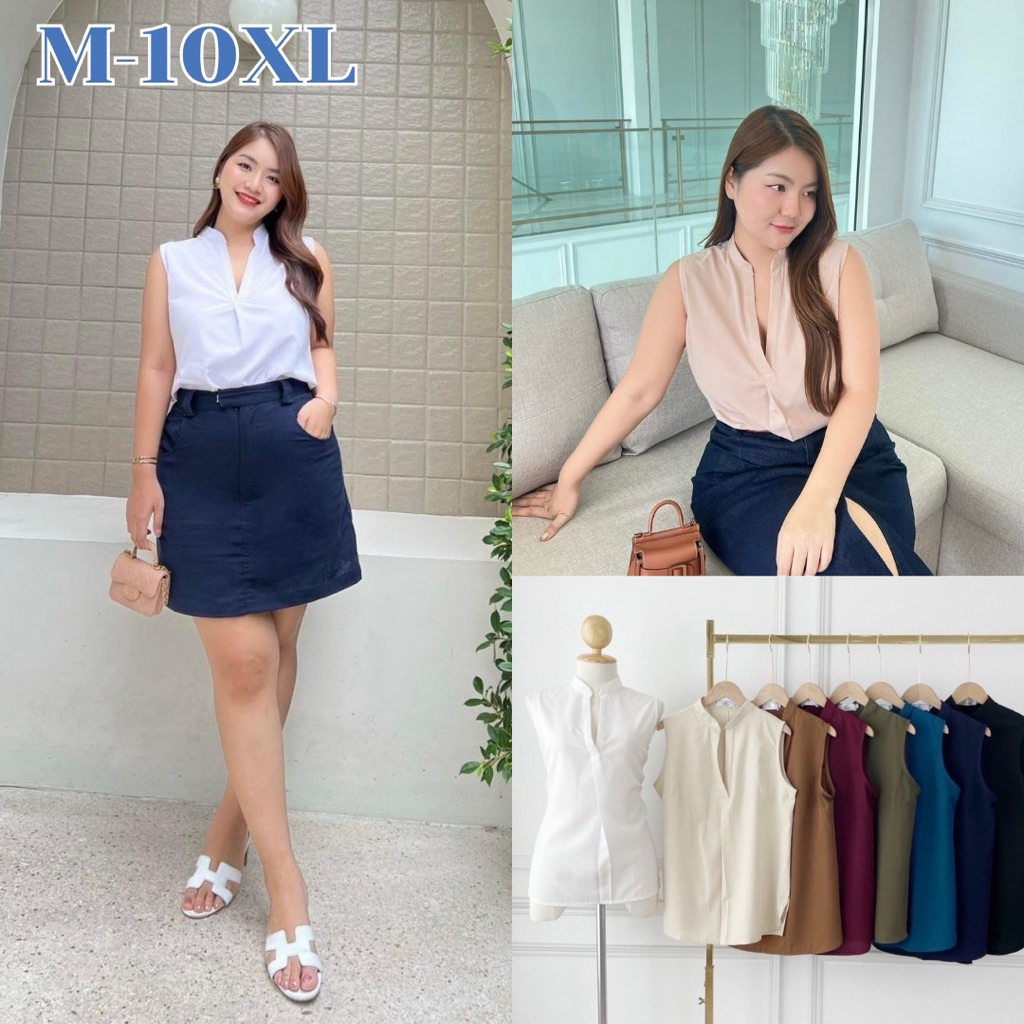 เสื้อแขนกุด 6สี สาวอวบใส่แล้วผอมมาก ไซซ์ M-10XL รุ่น Sleeveless shirt