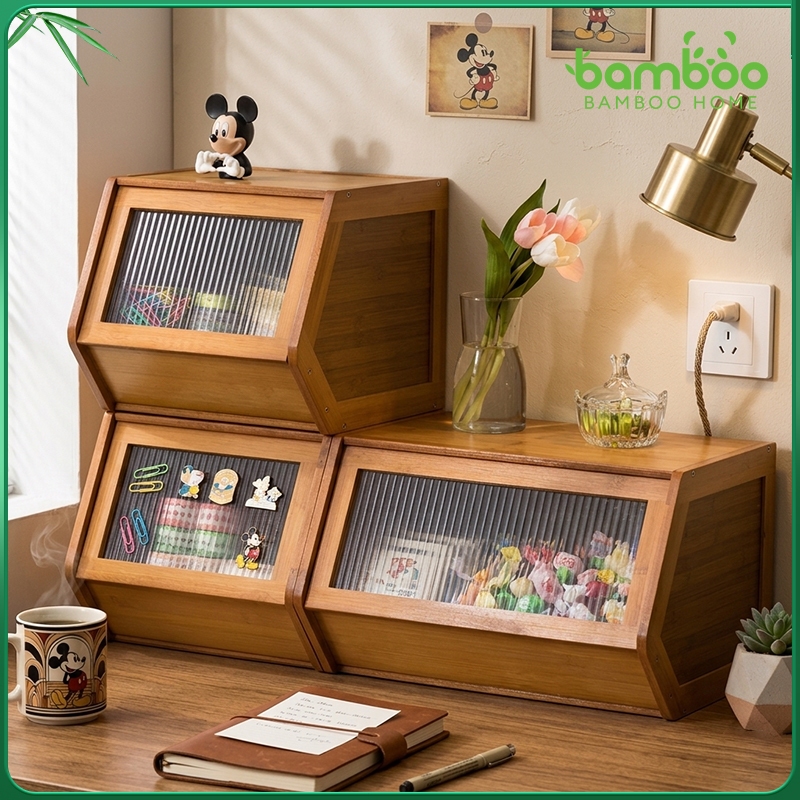 🎋ตู้เก็บของแบบตั้งโต๊ะ ตู้เก็บของปิด DIY ได้นะคะ ที่เก็บข้อมูลเดสก์ท็อป ประหยัดพื้นที่
