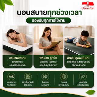 UCOMFORT ยางพาราอัดแน่น รุ่น ECO LATEX หุ้มหนังกันน้ำ