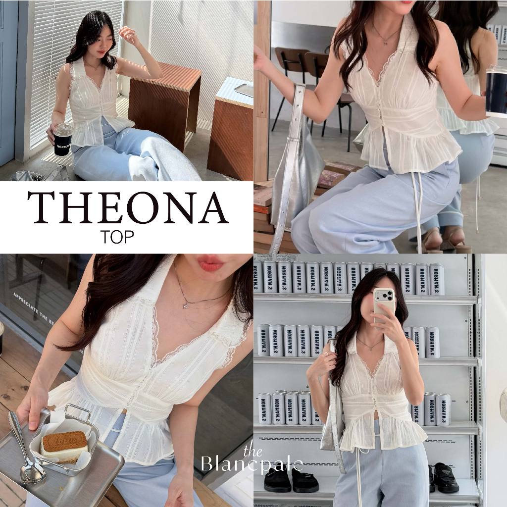(พร้อมส่ง XS - XL) TheBlancPale : Theona top เสื้อปกลูกไม้ สวยมาก
