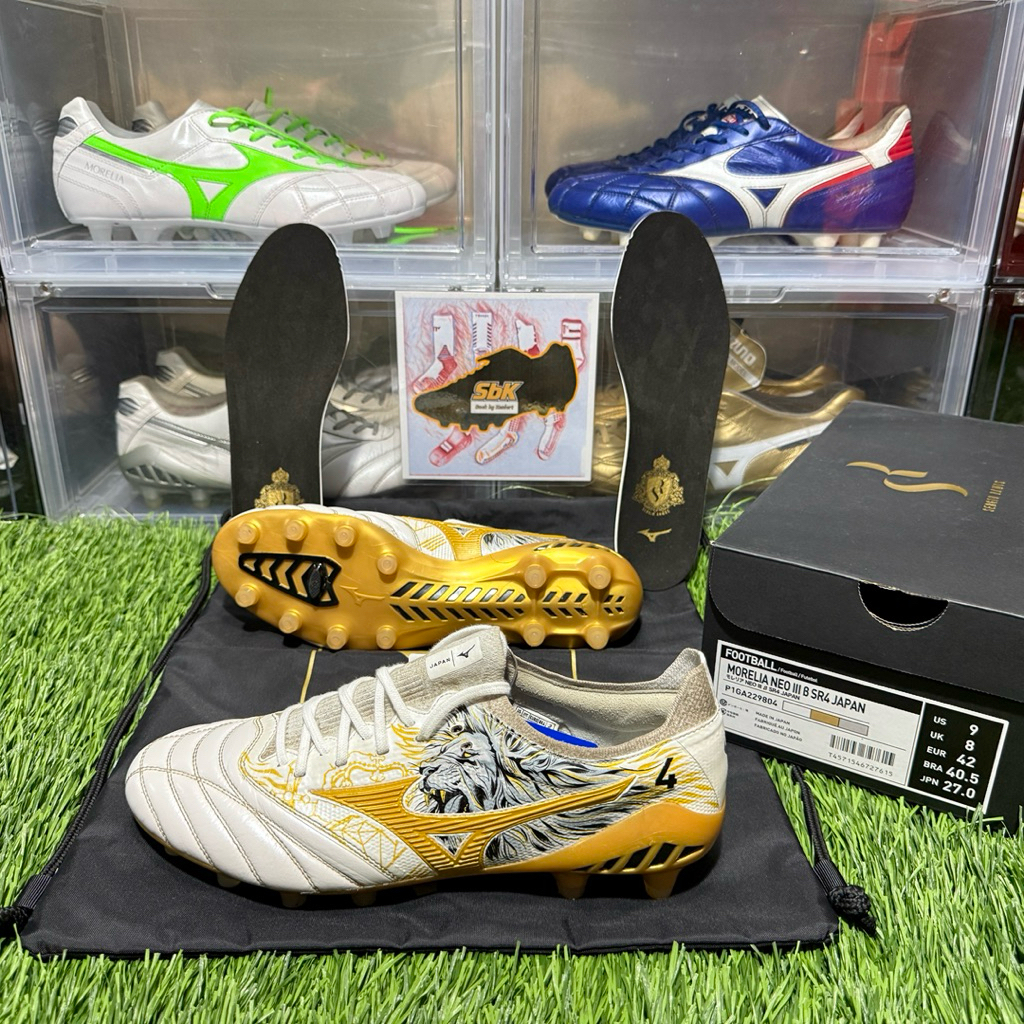 มือสอง รองเท้าฟุตบอล Mizuno Morelia Neo III Beta Ramos สีขาวทอง (P1GA229804)Made in Japan🇯🇵 ของแท้