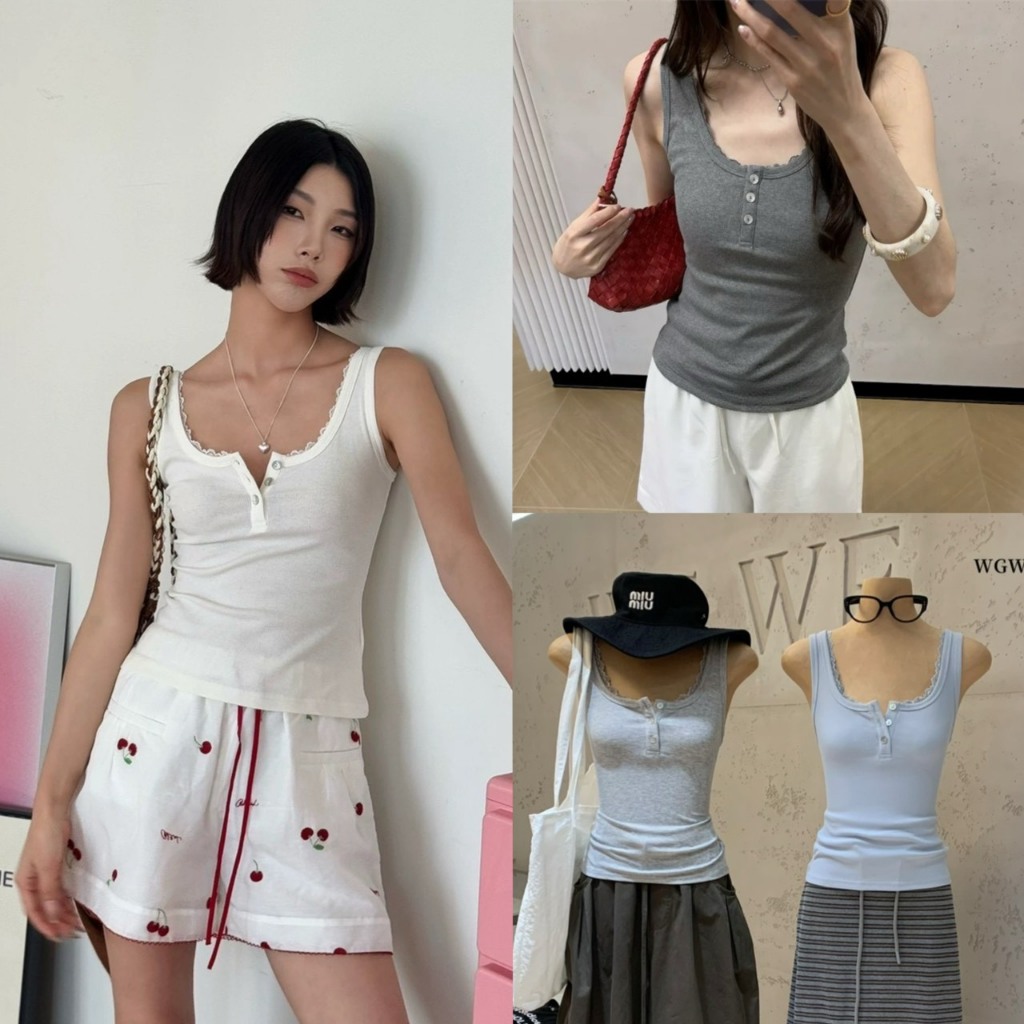 (พร้อมส่ง) เสื้อกล้ามกระดุมปลดได้รุ่น 9368 TAG WG.WE 🇰🇷