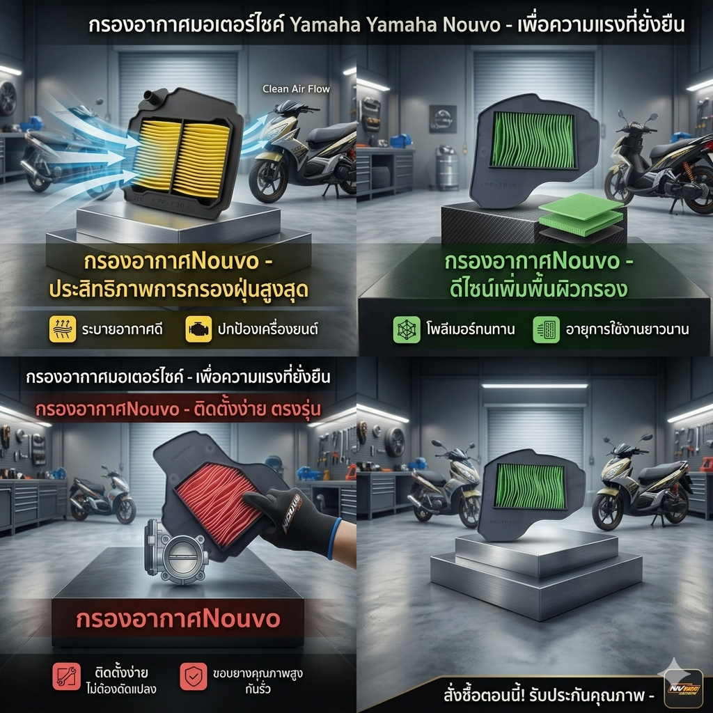ไส้กรองอากาศ YAMAHA NOUVO ครบทุกรุ่น (Elegance 135 / SX 125 / MX) เกรด OEM คุณภาพสูง