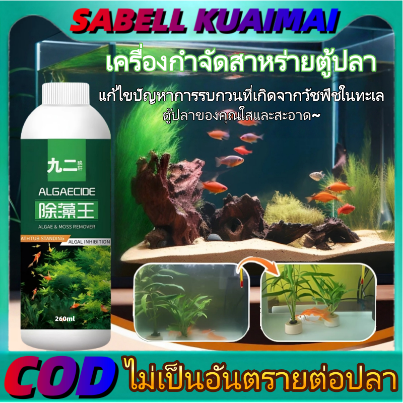 กำจัดสาหร่าย น้ำยากำจัดตะไคร่ตู้ปลาและบ่อปลา แก้ปัญหาน้ำเขียว น้ำยากำจัดตะไคร่บ่อปลา ปลา การดูแล การฟอกน้ำ