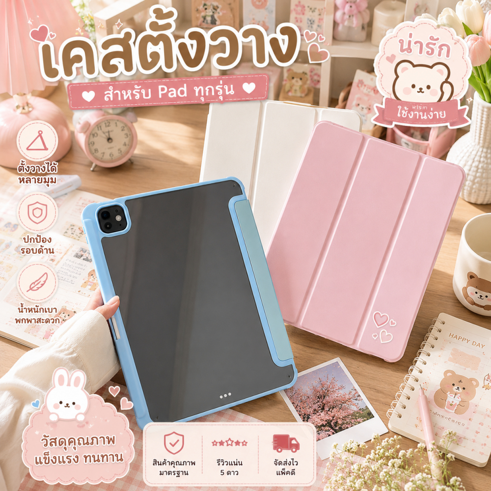 ⚡new⚡2025 gen11  Air8/5 Air 6 2024 for case10.9 Pro11 gen7/8/9 10.2 gen5/6 9.7 mini6/7หลังใส เคสไอแพดสีดํา 11นิ้วหลังทึ