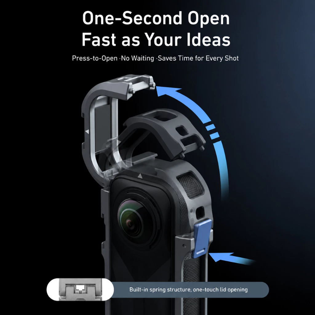 TELESIN Insta360 X5 Utility Frame Metal Cage เคสอลูมิเนียม แม่เหล็ก Quick Release thumbnail 6