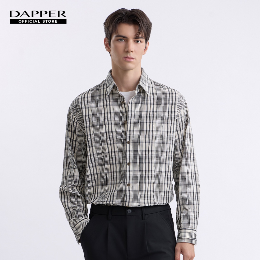 DAPPER เสื้อเชิ้ตแขนยาว Timber Check Print สีดำ (BCL/BK/598LS)