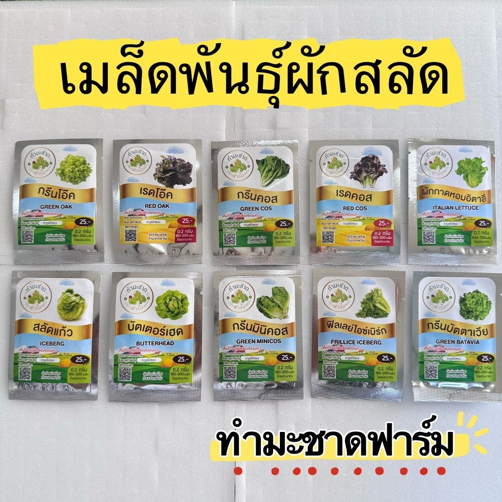 เมล็ดพันธุ์ผักสลัดประมาณ 200 เมล็ด ทำมะชาดฟาร์ม การันตีอัตราการงอก