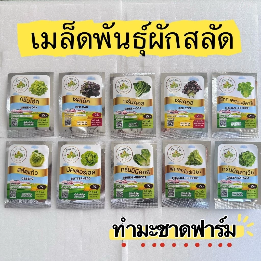 เมล็ดพันธุ์ผักสลัดประมาณ 200 เมล็ด ทำมะชาดฟาร์ม การันตีอัตราการงอก