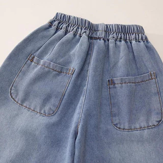 Hania kids พร้อมส่ง กางเกงยีนส์เด็กหญิงโทนฟ้า ใส่สบาย เทรนด์เกาหลี K5135716