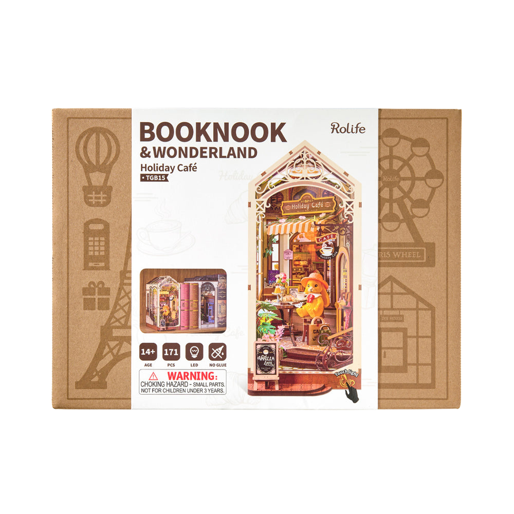 Robotime & Rolife ชุดโมเดลตัวต่อไม้ บ้านตุ๊กตา Holiday Cafe DIY Book Nook Kit TGB15 ราคา ถูกที่สุด ดีลบีเคเค แกลเลอรีภาพที่ 9